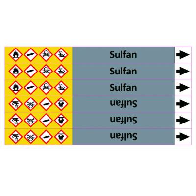 Grafiko | Sulfan - dle ISO 20560 - Materiál Samolepící PVC folie, Rozměr aršík 6 ks 26x296 mm