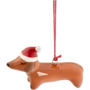 Sass & Belle Керамична Коледна украса 7, 5 cm Sausage Dog - Sass & Belle (XDCXM068)