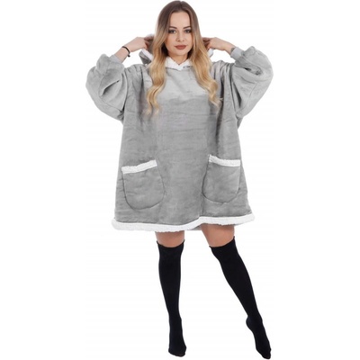 Mikinová deka oversized světle SPRINGOS šedá