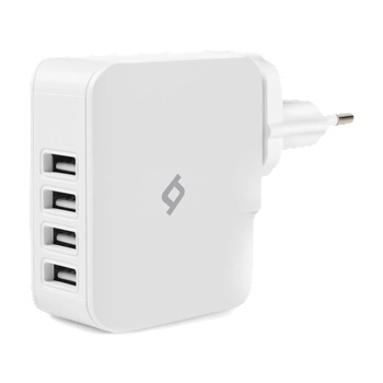 Ttec Зарядно Quattro USB Travel Charger, 5.1A, 4 USB Port, без кабел - Бяло