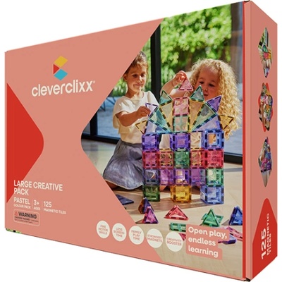 Cleverclixx Магнитен строителен комплект Creative Pack Pastel - 125 бр