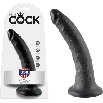 Пенис дилдо с вакуумна основа, 19, 5см. - King Cock Black (PIPE550223)