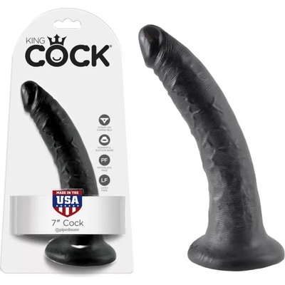 Пенис дилдо с вакуумна основа, 19, 5см. - King Cock Black (PIPE550223)