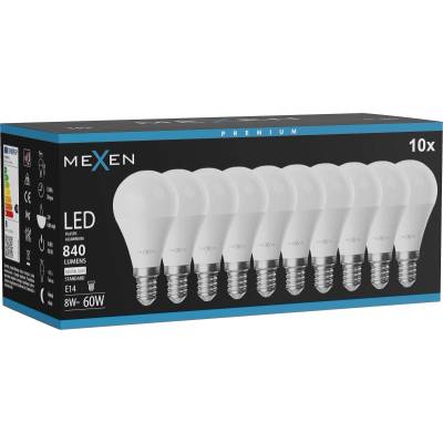 Mexen Nova 10x LED крушка E14, G45, 8W, неутрална - 4000K, 840 lm - L101-E14-0840-01x10 (L101-E14-0840-01x10)