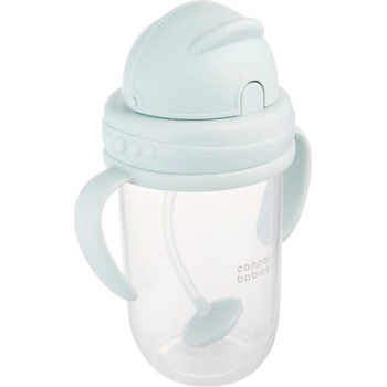 Canpol babies Неразливаща се чаша със сламка и дръжки Canpol - 270 ml, зелена (56/623_gre)