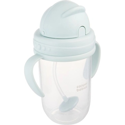 Canpol babies Неразливаща се чаша със сламка и дръжки Canpol - 270 ml, зелена (56/623_gre)