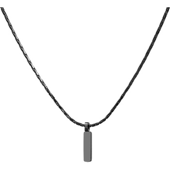 Bellita Дълго унисекс колие в черно с тънка плочка Bellita (BLT-AN631-B)