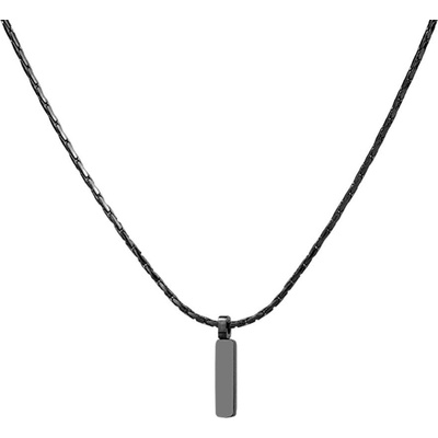 Bellita Дълго унисекс колие в черно с тънка плочка Bellita (BLT-AN631-B)