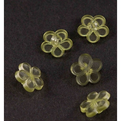 Detský gombík - svetlo zelená kvietka - transparentná - priemer 1,3 cm