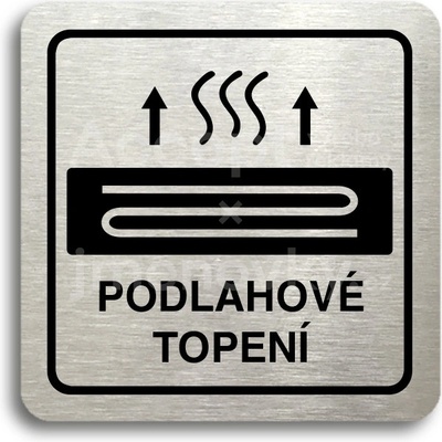 ACCEPT Piktogram podlahové topení - stříbrná tabulka - černý tisk