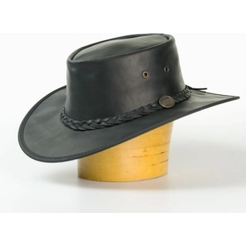 Barmah Hats Pánský kožený klobouk Australák černý