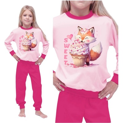 Jaks pyžamo s liškou růžové