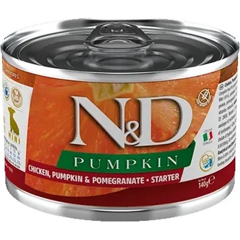 Farmina N& D Pumpkin Dog Chicken & Pomegranate Starter Mini - Пълноценна консервирана храна за подрастващи кучета до 2 месеца от мини породи, с пилешко месо и нар, 140 гр