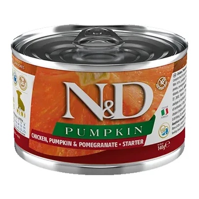 Farmina N& D Pumpkin Dog Chicken & Pomegranate Starter Mini - Пълноценна консервирана храна за подрастващи кучета до 2 месеца от мини породи, с пилешко месо и нар, 140 гр
