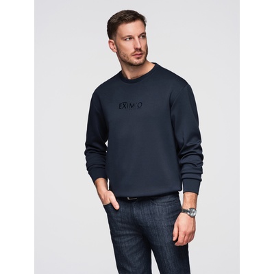 Ombre Clothing Мъжки суитшърт с блестящ печат на гърдата - тъмносин V4 OM-SNBC-0199 Ombre Clothing Ombre Clothing | Sin | МЪЖЕ | S