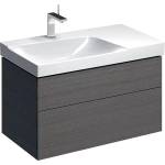 Geberit Долен шкаф за мивка с окачен плот, ляв сифон Geberit Xeno2, сив, 2 чекмеджета, 88 см (500.515.43.1)