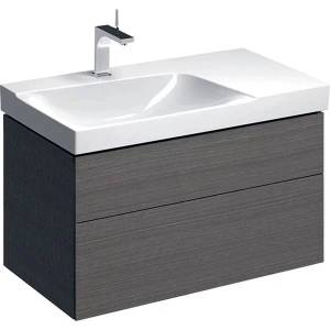Geberit Долен шкаф за мивка с окачен плот, ляв сифон Geberit Xeno2, сив, 2 чекмеджета, 88 см (500.515.43.1)