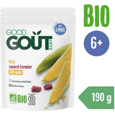 Good Gout Зеленчуково-месно пюре БИО Царевица с патешко месо 190g Good Gout