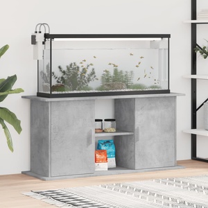 vidaXL Стойка за аквариум, бетонна, сива, 121x41x58 см, инженерно дърво (833619)