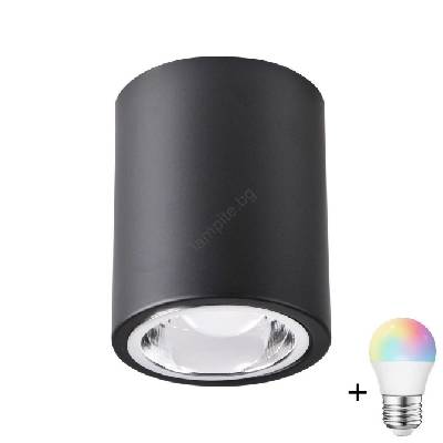 LED RGBW димируемо точково осветително тяло JUPITER 1xE27/6, 5W/230V диам. 9, 8 cm черно (LEDSA1042A)