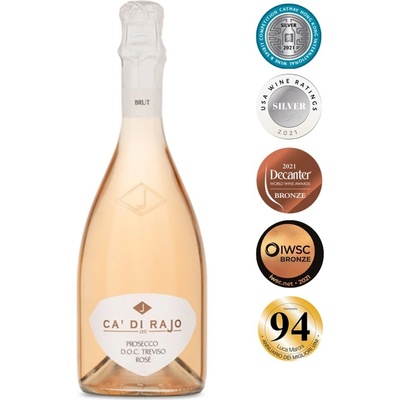 CA' DI Rajo Prosecco Rosè Millesimato Treviso DOC Brut 2021 11,5% 0,75 l (holá láhev)