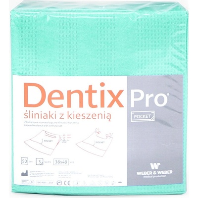Weber and Weber Weber&Weber Jednorazové stomatologické podbradníky DentixPro s vreckom 50 ks Zelená