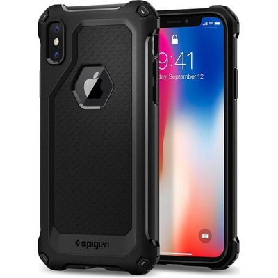 Spigen Rugged Armor Extra - термополиуретанов кейс с най-висока степен на защита за iPhone XS, iPhone X (черен-мат)