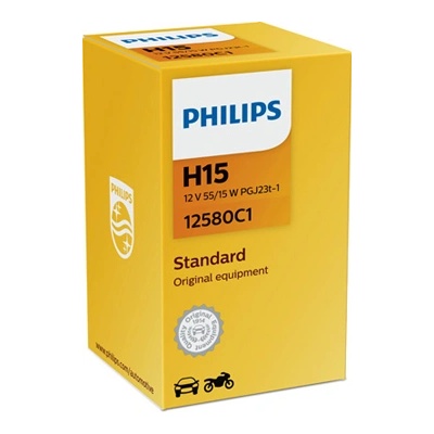 Philips Крушка, фар за дълги светлини philips h15, 12v, 55/15w, 1 бр