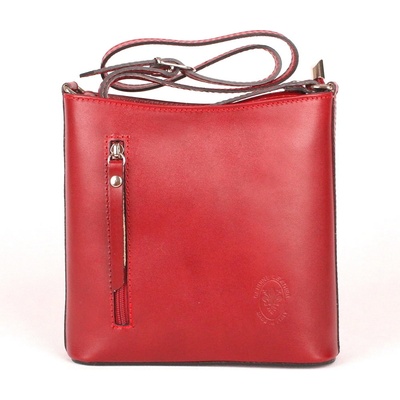 Dámská malá kožená crossbody kabelka no. 410 červená