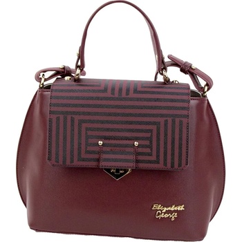 Image 1 of Български обувки Малка дамска чанта от еко кожа бордо с капак черно райе 33802