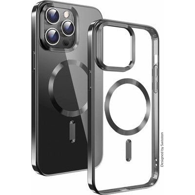 Pouzdro Swissten Clear Jelly MagStick Metallic iPhone 15 Plus černé