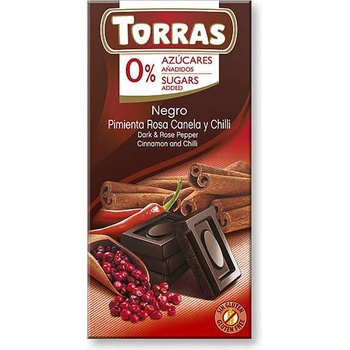 Torras čokoláda s ružovým korením, škoricou a chilli 75 g