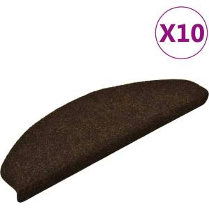 vidaXL Изтривалки за стълби, самозалепващи се, 10 бр. , 65x21x4 см, кафяви, полукръгли, големи (149713)