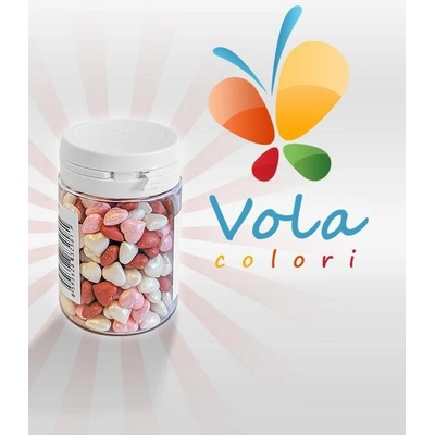 Cukrová srdíčka růžovo-červeno-bílá 40 g/dóza
