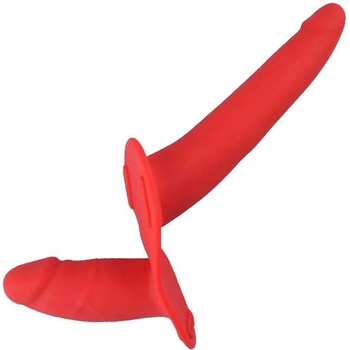 Toyz 4 Lovers Двоен пенис колан от Медицински силикон "deb red" 14.5 см