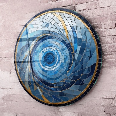 Art gift Кръгло стъклено пано - Синият Вихър