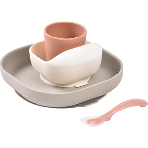 Beaba 4-Piece Silicone Dinner Set комплект за хранене Terracotta / Gazelle 4m+ 4 бр