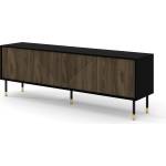 BIM Furniture ТВ шкаф Woody 4D 180, черен мат/орех Пасифик (WTVSTPACIFICNUT)