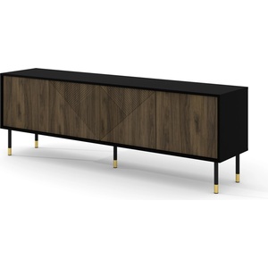 BIM Furniture ТВ шкаф Woody 4D 180, черен мат/орех Пасифик (WTVSTPACIFICNUT)