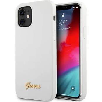 GUESS iPhone 12 mini 5, 4" white hardcase Metal Logo Script (GUHCP12SLSLMGWH)