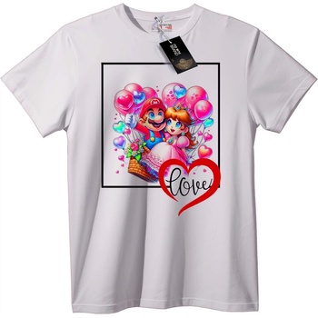 NOONEBRAND Тениска Mario и Peach любов - XL, Black
