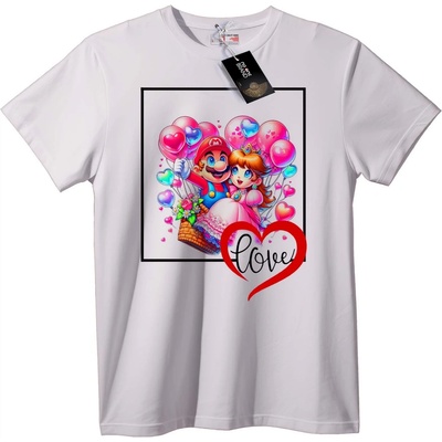 NOONEBRAND Тениска Mario и Peach любов - XL, Black