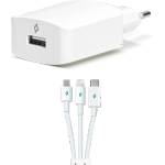 Ttec Зарядно 220 V ttec SpeedCharger Trio USB Travel Charger, 2.1A, Lightning, Micro USB and Type C Cables