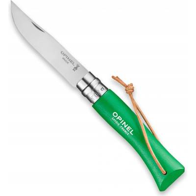 Opinel Colorama 07 inox zelený s koženkou