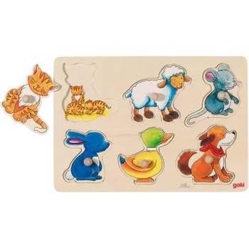 Image 1 of Goki - Дървен пъзел с дръжки - Майка и дете (57929)