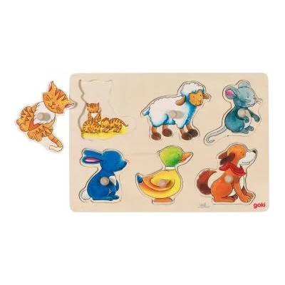 Goki - Дървен пъзел с дръжки - Майка и дете (57929)