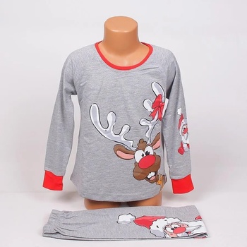 Image 1 of Детско-юношеска сива пижама с Дядо Коледа и Рудолф