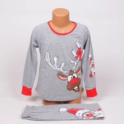 Детско-юношеска сива пижама с Дядо Коледа и Рудолф