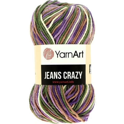YarnArt Jeans Crazy 7207 fialovo zelená