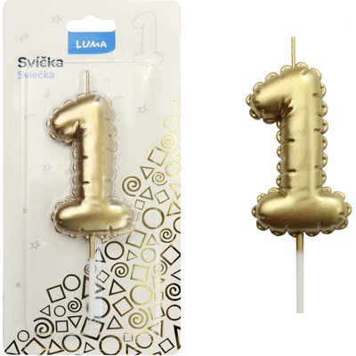 LUMA Svíčka č. 1 balónek ZLATÝ – Zboží Dáma